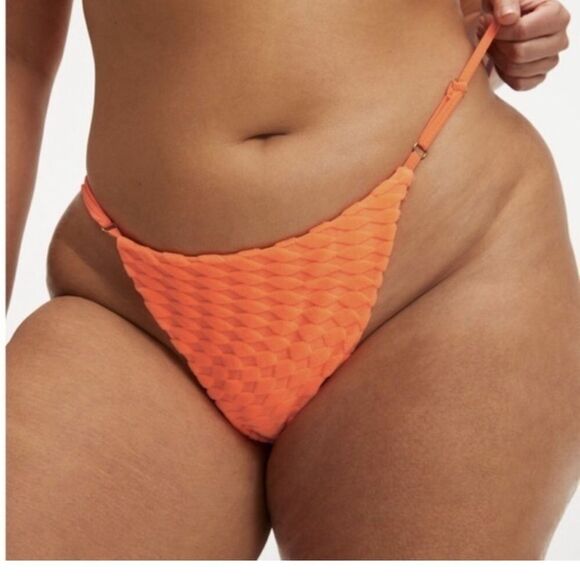 GOOD AMERICAN Triangle String Bikini Fuchsia Pink Neon Orange Small Large‎ New - Picture 5 of 10